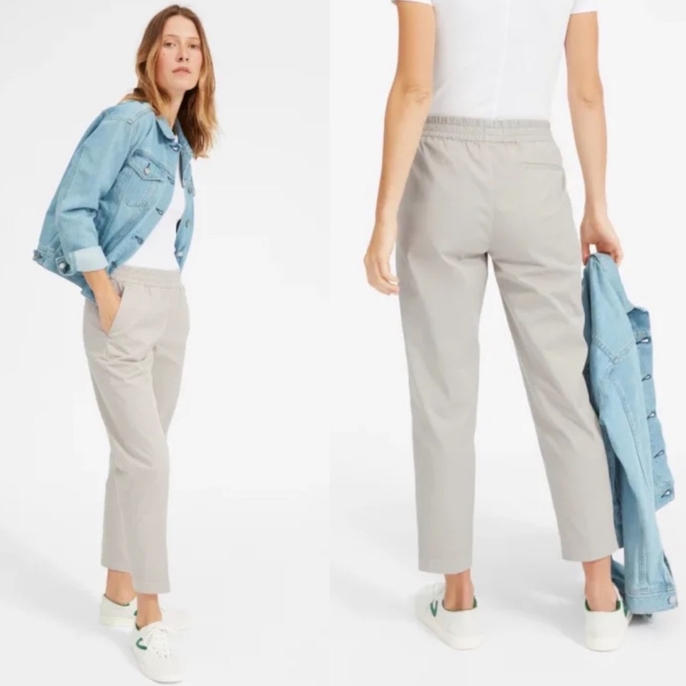 Everlane Easy Chino Pull On Pants Size 6 Stone Khaki Straight Leg Cotton Office